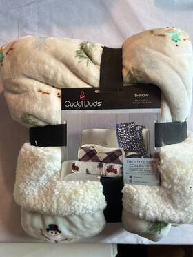 Cuddl Duds 400299666589 Cozy Soft Collection Christmas Snowman White Throw 50 Inch X 60
