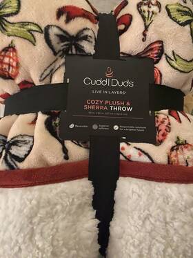 Cuddl Duds 400732665513 Cozy Plush Sherpa Throw Blanket Ornaments And Bows 50x60 Inch New