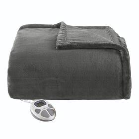 86512025 Cuddl Duds Gray Heated Plush Bed Blanket Full 80 Inch X 84 Auto Shut Off New