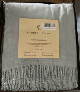B07d69mfgt Cuddle Dreams Silk Throw Blanket With Hand-knotted Fringe Brand New Ice Blue