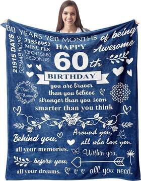 Cujuyo 689848232721 60th Birthday Gifts For Women Men Blanket 60x50 Happy Decorat