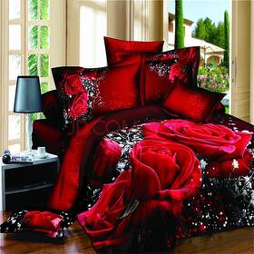 43397-65120 Dachengxiaorui 4pcs Set Bedding King Size Duvet Cover 3d Oil Queen U.s. Standard Red
