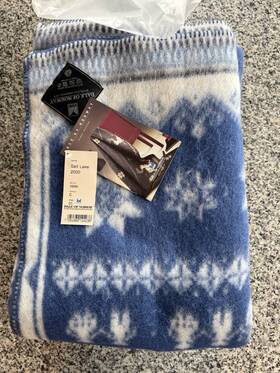 0956 Dale Of Norway Wool Blanket Salt Lake 2000 Blue Nordic Nwt