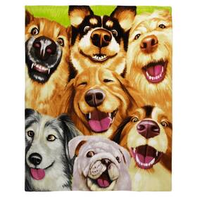 Dawhud Direct 647603888132 Funny Cartoon Selfie Dog Fleece Blanket - 50x60-inch Soft Plush Throw