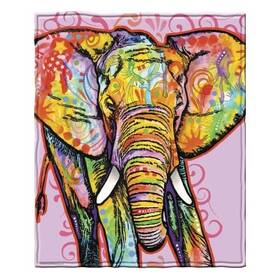 Dhy-x474 Dawhud Direct Colorful Elephant Fleece Blanket For Bed 75 Inch X 90 Queen Size Dean Russo Elep
