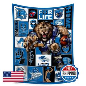 B0dpdsrz1l Dcjrh American Football Series Detroit Throw Blanket L60 Xw50 Bold 3d Effect