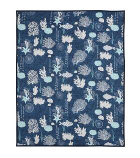 63770 De Leon Collections Blue Deep Sea Ocean Theme 60 Inch X50 Quilt Throw Blanket Fish And Wildlife