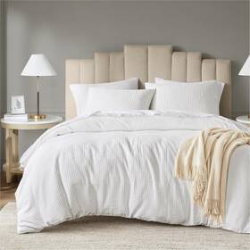 Degrees Of Comfort 022164471472 Waffle Weave Duvet Cover Queen Size - 3 White