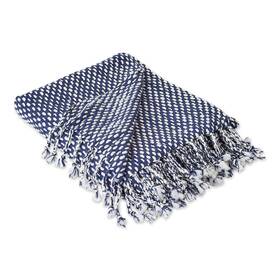 Camz11808 Design Imports Navy And White Textured Acrylic Blanket Throw