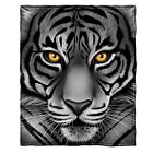 Dh-481 Dawhud Direct White Tiger Face Fleece Throw Blanket 647603888859
