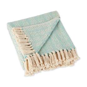Camz10377 Dii Diamond Stitch Woven Throw Organic Modern 50 X 60 Aqua