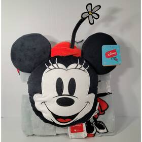 Disney 032281155803 Nogginz Minnie Mouse Christmas Pillow Fleece Travel Blanket Set Holiday Gift