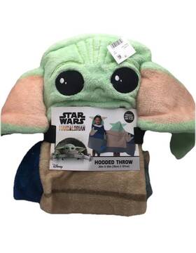Disney 032281159528 Star Wars The Mandalorian Hooded Throw Baby Yoda Soft New 30 In X 50