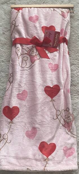 Disney 032281826369 Winnie The Pooh Heart Balloons Valentines Blanket Soft Throw 60 X 70 Inch New