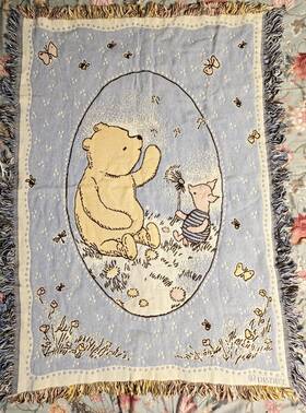 Disney 042973504857 Vtg Winnie The Pooh Woven Blanket Tapestry Throw Wall Decor Piglet 36x48 Inch