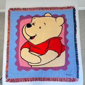 112215 Disney Vintage Classic Winnie The Pooh Woven Tapestry Throw Blanket Made In Usa