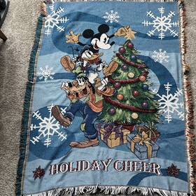 05107 Disney 1mic/05107/0002/ret Mickey Mouse Blanket Holiday Cheer Woven Tapestry Throw 48 Inch X 60