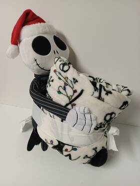 5hbduplth2pnm Disney Jack Skellington Nightmare Before Xmas Plush Throw Blanket 50x60 White