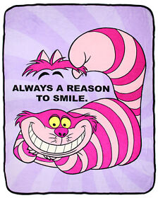 1dcl-65900-0001-ret Disney Alice In Wonderland Cheshire Cat Just Smile Micro Raschel Blanket 46inchx60inch