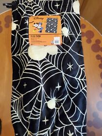 Disney Mickey Mouse Head Halloween Plush Throw Blanket 50inchx70inch Spider Webs Black