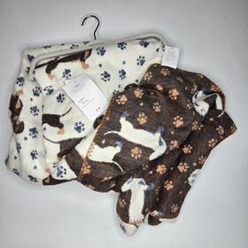 N0ne Docofil Dachshund Dog Reversible Throw White Blanket Pawprints 51x67 Portugal