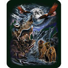 Dolphin Wild Life Wolf Bear Eagle Moon Waterfall Dol Lightweight Plush Queen Blanket 889459026454