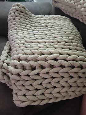 70016 Donna Sharp Chunky Knit Throw Blanket Cream 40x50