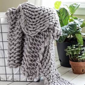 Donna Sharp 754069700004 Chunky Knitted Grey Acrylic Throw Blanket