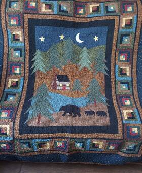 9098 Donna Sharp Midnight Bear Lodge Quilted Throw Blanket Wall Cotton 50 Inch X 60