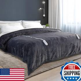 B0cc91ffmt Dowin Electric Blanket King Size - Heated Dual Control 5 Heating Levels