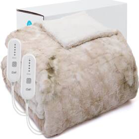 B0d7pls75n Dowin Heated Blanket Queen Size Reversible Faux Fur Electirc