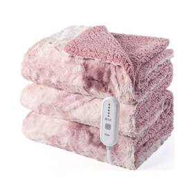 Hmhb-5060a Dowin Heated Throw Blanket Pink 50x60 Faux Fur Sherpa 5 Heat Levels Auto Off