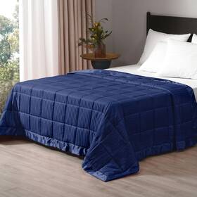 B0bxkqn7g9 Downluxe Queen Weighted Blanket 15lb Glass Beads All Season Navy 90x90