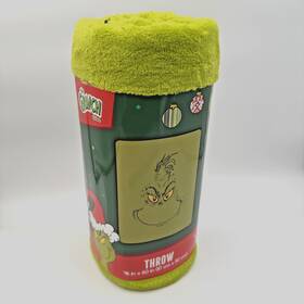 At575c Dr. Seuss Manufactured By Franco The Grinch All-green Fleece Throw Blanket New Factory Sealed