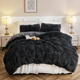 Dcs-ll9004-k-dg Dreamcountry Plush Fluffy Duvet Cover Oeko-tex Certified King Dark Grey