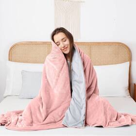 83928642 Dreamlab Crystal Reversible 15lbs Weighted Blanket With Removable Cover Soft Pink