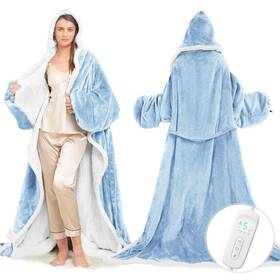 B0drbzw4nz Dueelala Wearable Heated Blanket With Foot Pocket Hood And Sleeves - 50x70 Inch 8 Heat Settings