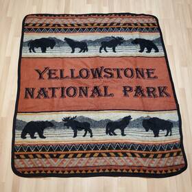 Er101 Earth Ragz Yellowstone National Park Throw Lap Stadium Blanket Wolf Bear San Marcos Style