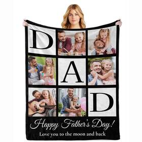 Ecautly-d032198 Ecautly Personalized Fathers Day Birthday Gifts For Dad Custom Blanket With Photos T