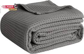 Eco Textile Llc 313045084080 100% Cotton Blankets For Bed - Waffle Weave Summer Lightweight And