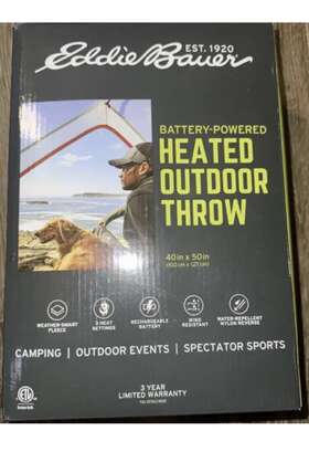 Eddie Bauer 038533874874 Portable Heated Throw Blanket-rechargeable Lithium Battery