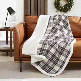 201351 Eddie Bauer - Throw Blanket Super Soft Reversible Sherpa Fleece Bedding Cozy