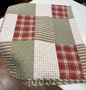 Eddie Bauer 445005266274 Throw Blanket Reversible Cotton Red Plaid Quilted Bedding 50x60
