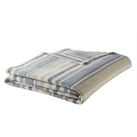 54625751 Eddie Bauer King Herringbone Stripe Bed Blanket Blue -