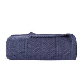 Eddie Bauer 883893496170 Navy Solid Cotton Twin Woven Blanket