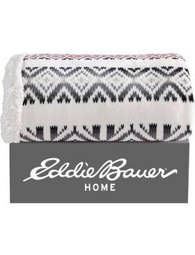 Eddie Bauer 883893507623 - Blanket Super Soft Throw Mountain Village Red/navy/grey Sealed