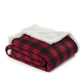 B01htqqghs Eddie Bauer Ultra-soft Sherpa Reversible Plaid Throw Blanket Red Check 50x60 Bed