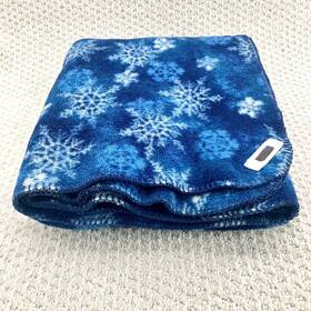 Bln4 Eddie Bauer Fleece Throw Blanket Blue Snowflakes Lightweight Polyester 56 Inch X 48