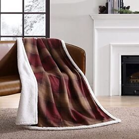 Eddie Bauer Home Brushed Collection Giftable Sherpa Fleece Reversible