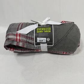 Style-3546 Eddie Bauer Oversized Down Throw 50 Inch X72 Color Cinder Gray Plaid Style 3546 Nwt
